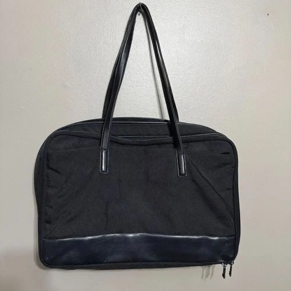 Tumi Black Nylon and Leather Tote Bag
